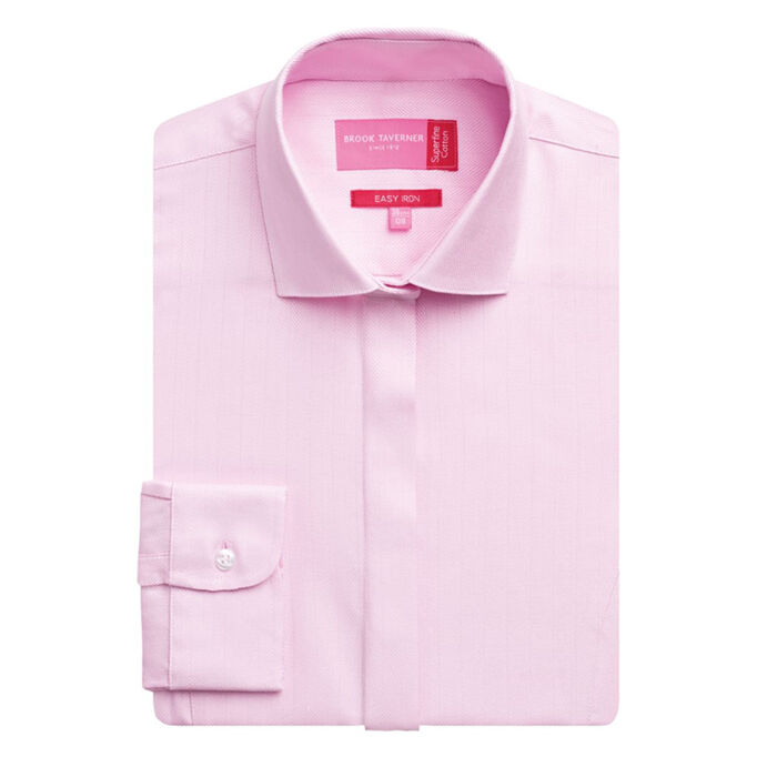 Ladies Long Sleeve herringbone Blouse Thumbnail